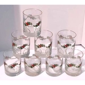 Set of 8 Vintage Libbey Christmas  tumbler glasses